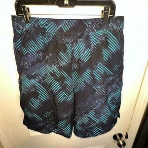 NWOT Speedo Men's Medium Tech Volley Swim Shorts Trunks  Lined M Black Blue 8”